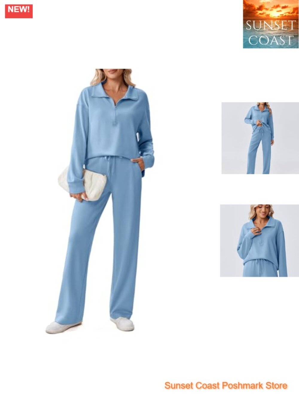 PINSPARK 2 Piece Sweatsuit Set Half Zip Loose Fit Women's Lounge